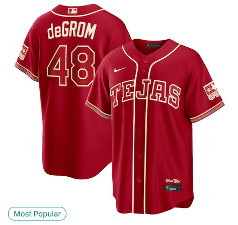 Men Texas Rangers #48 deGrom red Nike 2026 MLB City Connect Jersey->->MLB Jersey